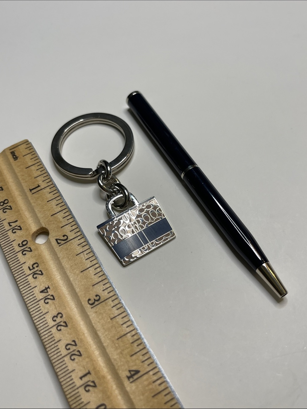 Coach Gold & Navy Enamel Tote Keychain and Coach Pen - Picture 3 of 5